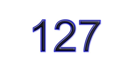 blue 127 number 3d effect white background
