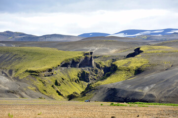 Lavafeld an der Route 26 am Fuße des Vulkans Hekla in Island