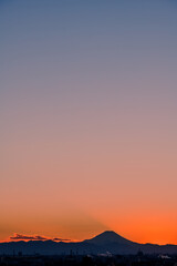 夕焼けの富士山