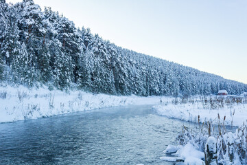 The river in the winter moment