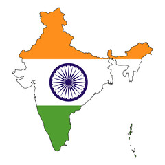 India map with flag - outline of a state with a national flag