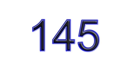 blue 145 number 3d effect white background