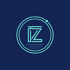 IZ alphabet abstract initial letter logo minimal design vector template