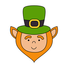 Vector image of cute leprechaun on white background.