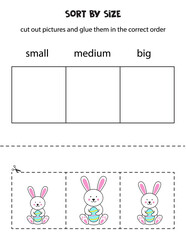 Sort Easter rabbits by size. Educational worksheet for kids.