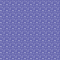 colorful simple vector flat art seamless pattern of minimalistic white stars on very peri background starry sky