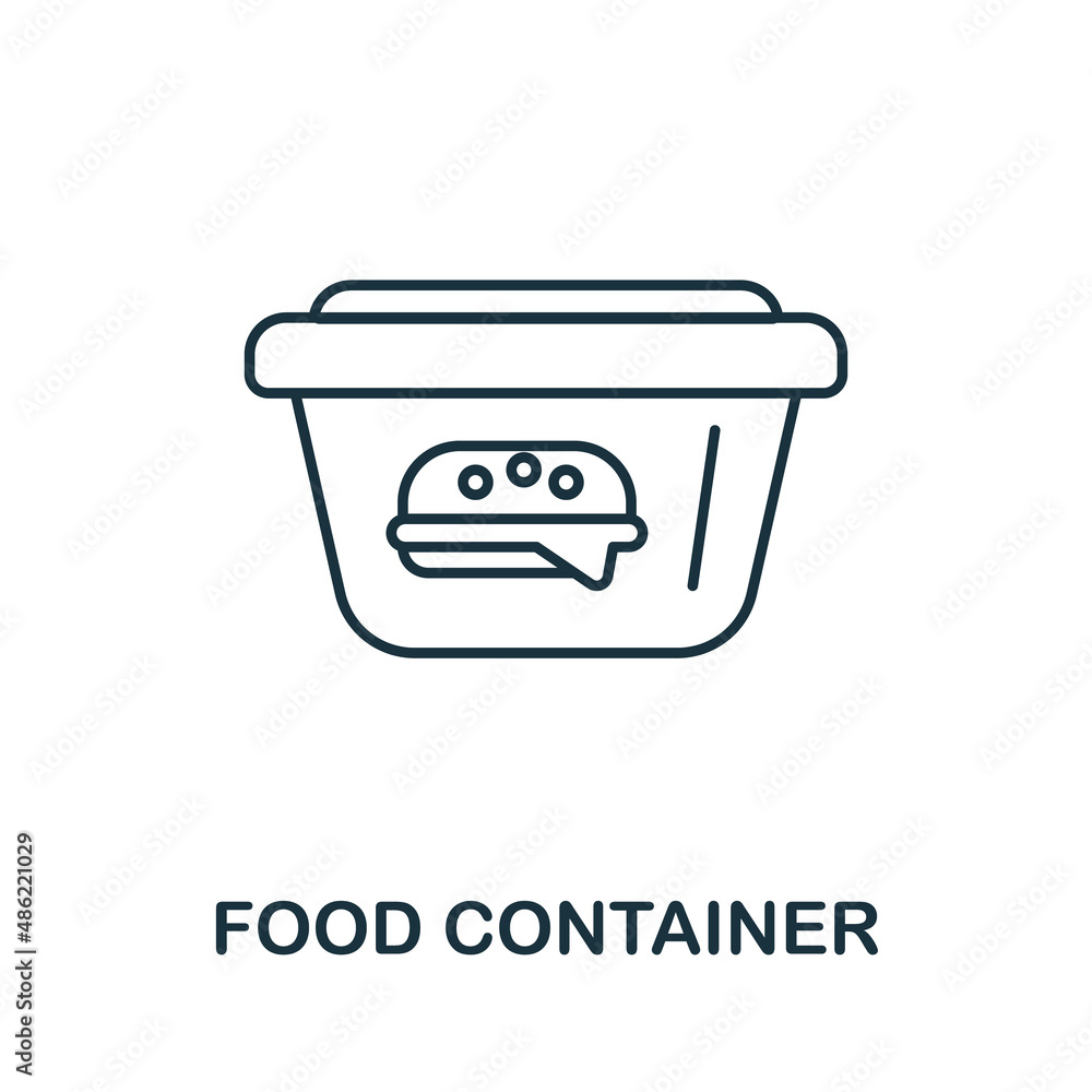 Poster food container icon. line element from take away collection. linear food container icon sign for web
