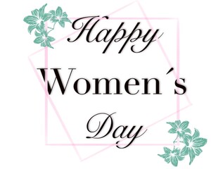 Happy women’s day postcard for 8th march with flowers and frame 