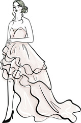 Dress fashion beauty woman on white background. Closeup portrait. Beauty fashion model.