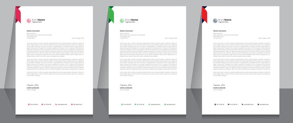 Letterhead format template, business style letterhead design template. Company letterhead template designs. A4 size template