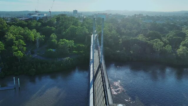 Flying along the length of the Brisbane's  Green Bridge, towards Dutton Park Cemetery on a beautiful summers day.