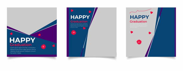 Flat design graduation instagram posts template