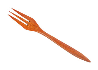 Top view of blank wooden fork isolated on white background.