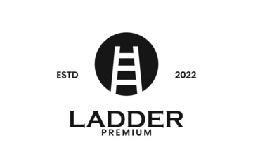 Stairs Ladder Logo Design Vector. Rounded with stairs in negative space.