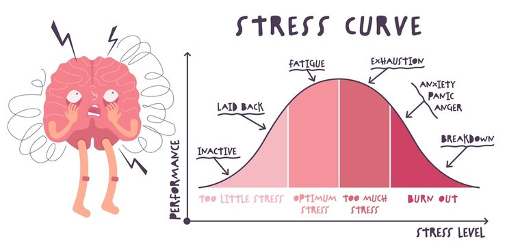 Stress curve. Medical infographic. Editable vector illustration