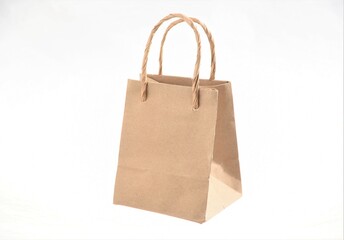 paper shopping bag isolated white background