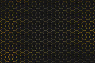 Vector black polygon with gold light abstract background.