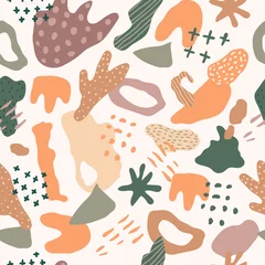 Fotobehang Naadloze herfst Abstract patroon met creatieve elementen. Gladde vormen vector illustratie.  © dinkoobraz