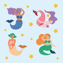 mermaids with stars