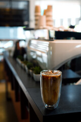 iced coffee with milk ready to drink at the cafe​