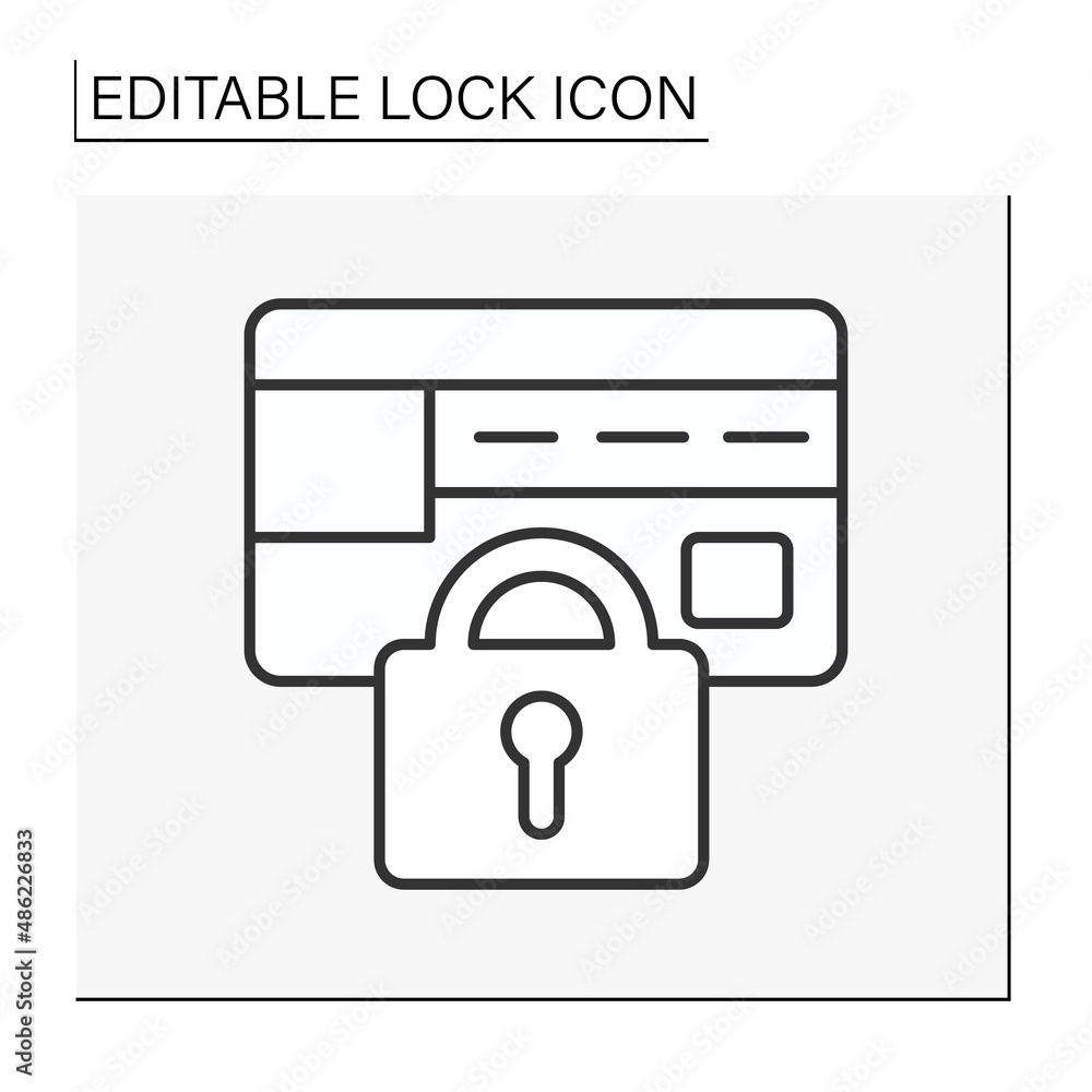 Poster personal data line icon. private access to credit cards. banking. lock concept. isolated vector illu