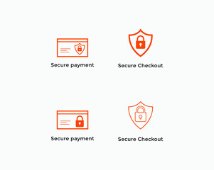 secure payment, secure checkout icon set. E commerce icon
