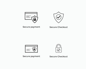 secure payment, secure checkout icon set. E commerce icon
