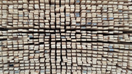 Wooden bars in rows and columns.