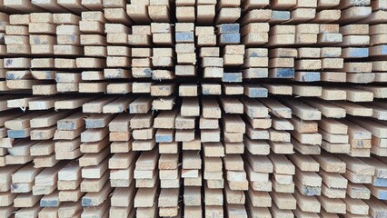 Wooden bars in rows and columns.