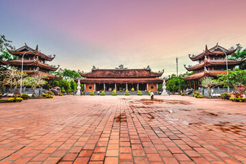 Naklejka premium Southern Truc Lam Zen Monastery in the New Year's Day. Famous tourist destination in Can Tho city, Vietnam 