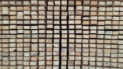Wooden bars in rows and columns.