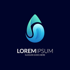 water drop logo design combination with simple and minimalist shape