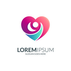 heart logo design combination with people shape