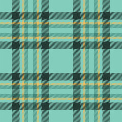 Plaid seamless pattern in green. Check fabric texture. Vector textile print.