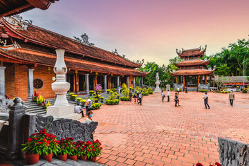 Fototapeta premium Southern Truc Lam Zen Monastery in the New Year's Day. Famous tourist destination in Can Tho city, Vietnam 