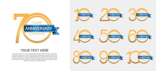 set of anniversary premium logo with golden color isolated on white background