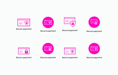 Set of secure payment, secure checkout line icon 
