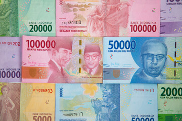 random color of indonesian paper currencies background