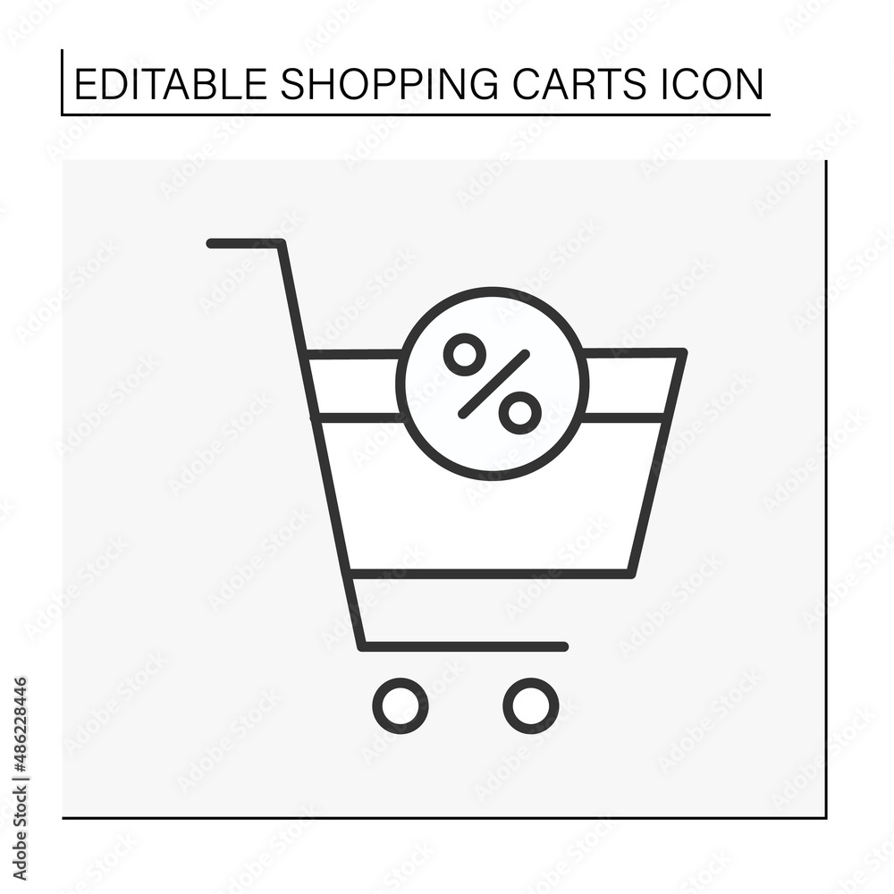 Poster shopping line icon. discount for purchases. loyalty program. shopping cart concept. isolated vector 