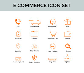 Set of e commerce line icon | online shopping icon set | editable Stroke
