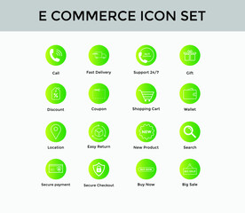 Set of e commerce line icon | online shopping icon set | editable Stroke
