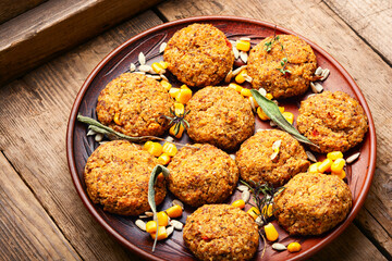 Vegetarian food, vegetable meatballs.