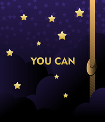 Motivational poster for self-development. The concept of the growth of the inner world, business. Minimalist illustration with motivational quotes to achieve the goal.