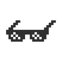 Black simple pixel sun glasses icon . Vector illustration