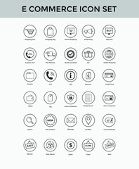 Set of e commerce line icon | online shopping icon set | editable Stroke
