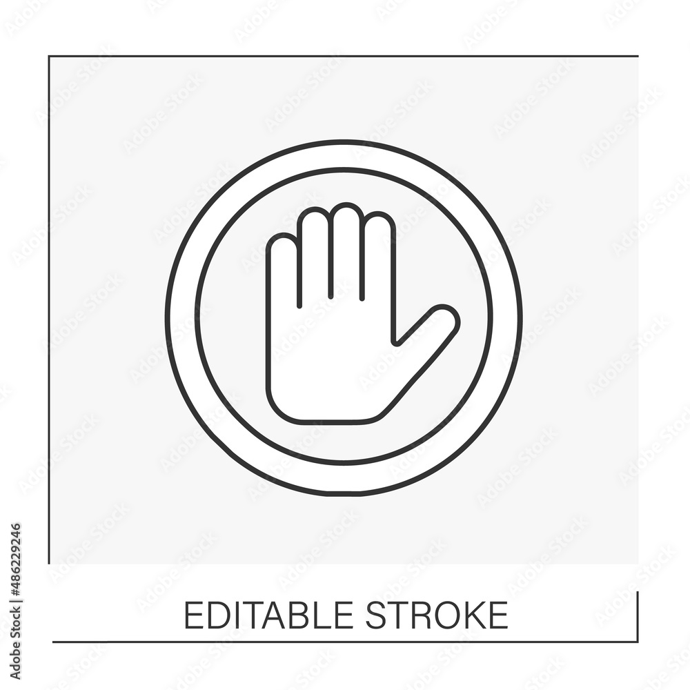 Poster pointer line icon. warning sign. stop. construction industry concept. isolated vector illustration. 