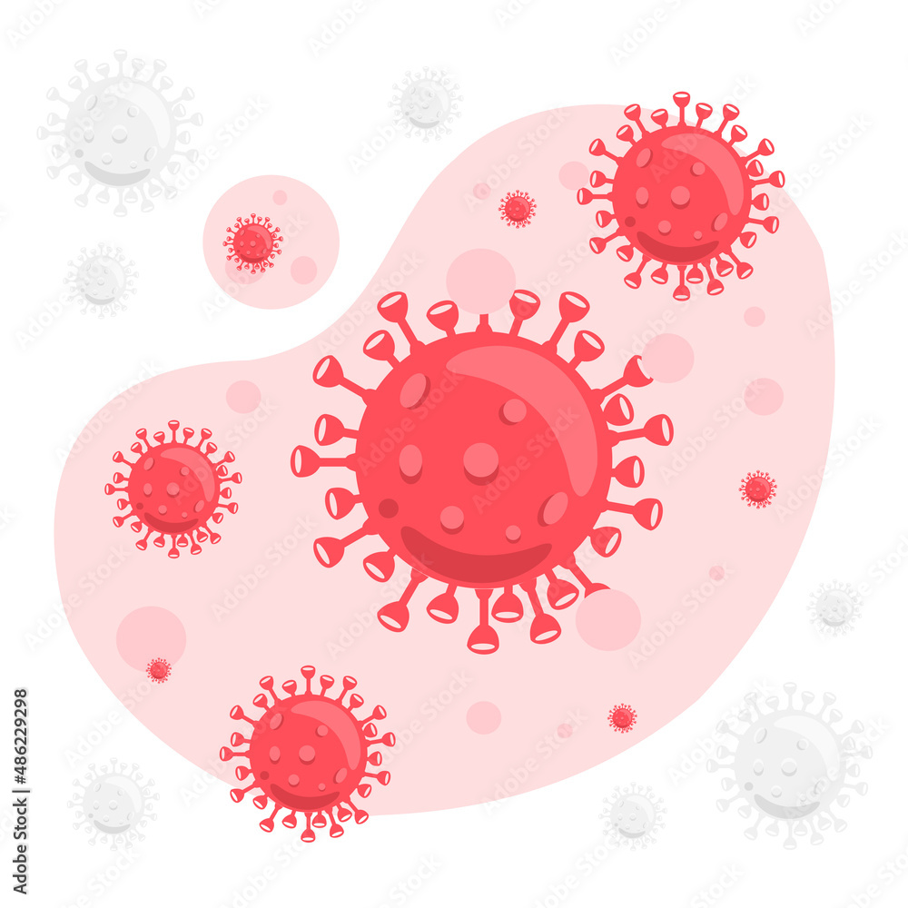Poster omicron variant covid 19 in red illustration background. basic element graphic resources. editable v