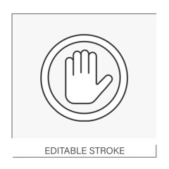  Pointer line icon. Warning sign. Stop. Construction industry concept. Isolated vector illustration. Editable stroke