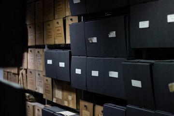 historical archive boxes background.