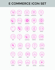 Set of E commerce simple icon set shopping cart colorful, delivery, secure payment, credit card etc
